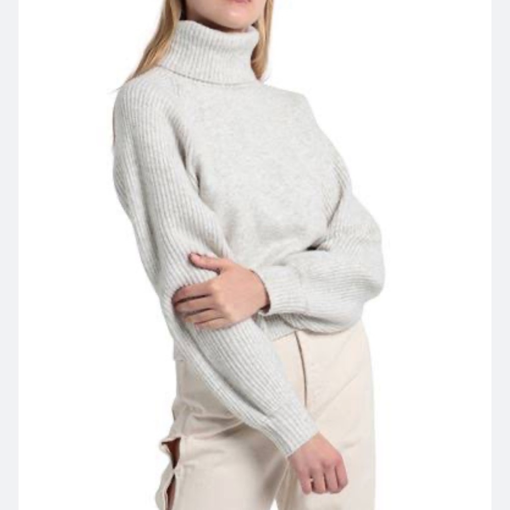 Topshop Balloon Sleeve Crop Turtleneck Sweater